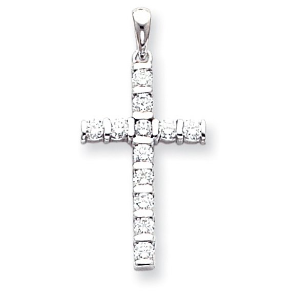 14K White Gold Vs Diamond Cross Pendant Made In United States xp96wvs
