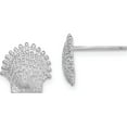 thumbnail image 1 of 14K White Gold Brilliant, Modern, Handcrafted Polished 10.3 Mm Rhodium Beaded Scallop Shell Post Earrings, 1 of 4