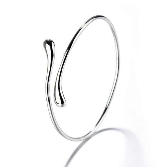 14K White Gold Plated Water Drop Bangle Petite Bracelet