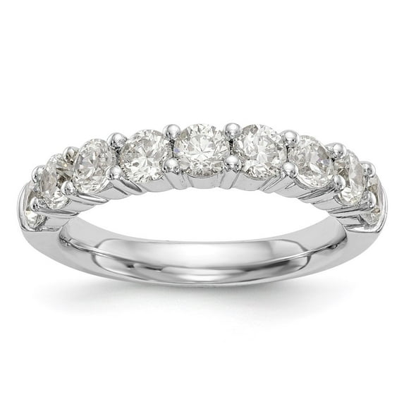 14K White Gold Wedding Diamond Round Ring Band, Size 6