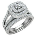 thumbnail image 1 of 14K White Gold Wedding Rings Set Diamond Bridal Sets Cushion Halo Style 1.10 CTW (G,SI), 1 of 5