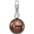 thumbnail image 1 of 14K White Gold Wg 10-11mm Round Saltwater Cultured Tahitian Pearl .07Ct Dia. Pendant (24.3 X 11) Made In Canada xf732, 1 of 5