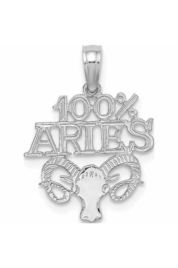 14K White Gold 100% Aries Zodiac Charm