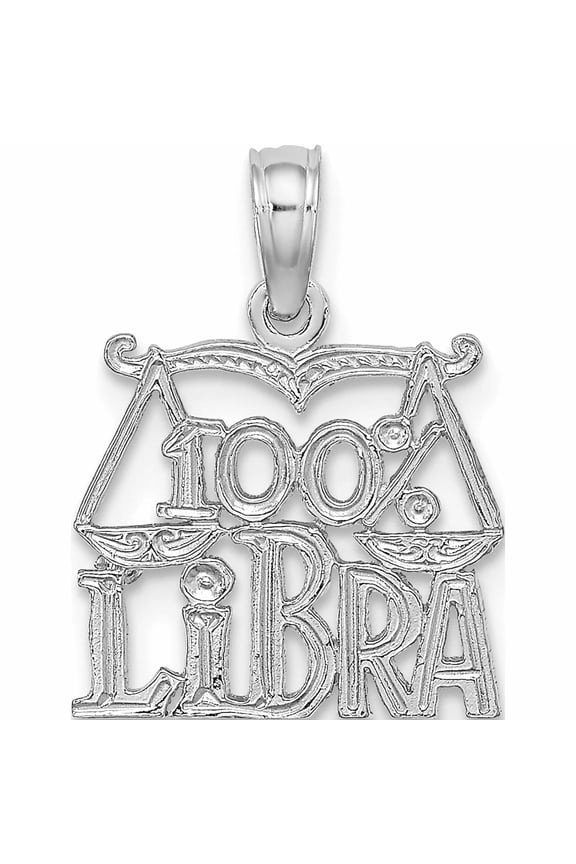 14K White Gold 100% Libra Zodiac Charm