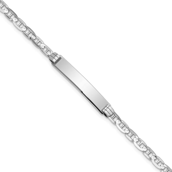 14K White Gold Wg Anchor Link Id Bracelet (8 X 4.8) Made In United States lid67w-8