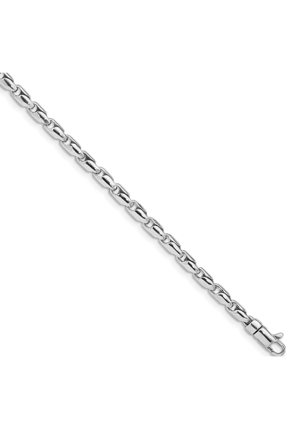 14K White Gold Wg Hand Polished 3mm Fancy Link Chain (7.25 X 3) Made In Peru wlk709-7.25