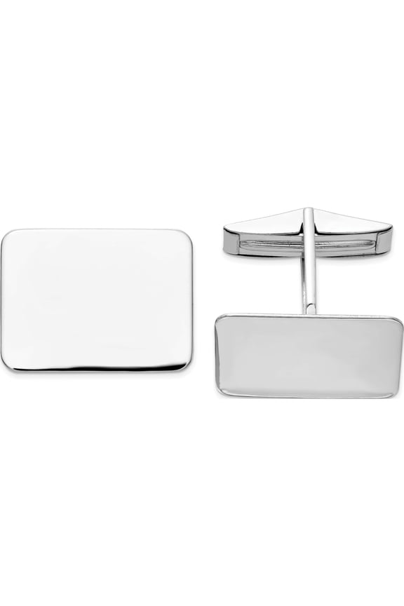 14K White Gold Wg Men's Rectangular Cuff Links (15 X 19.5) Made In United States mc252