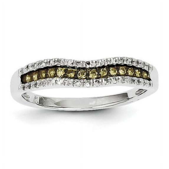 14K White Gold White & Champagne Diamond Channel Ring Y11864AA