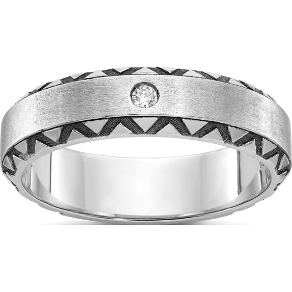 14K White Gold With Black Rhodium Ibgoodman Men's Satin Diamond Complete Ringsize 10 - Jbsp