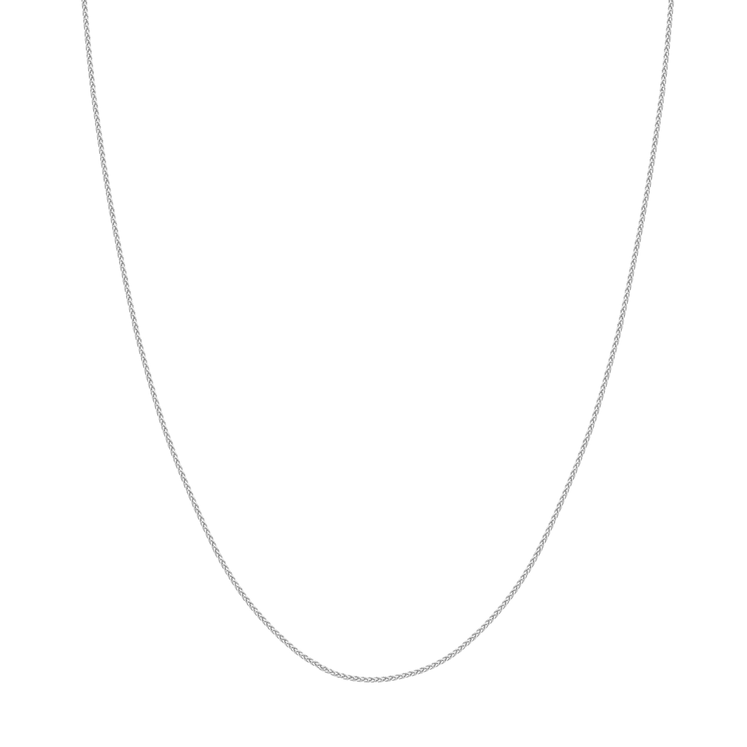 14K White Gold Women's 16" 1.05mm Round Wheat Chain Necklace