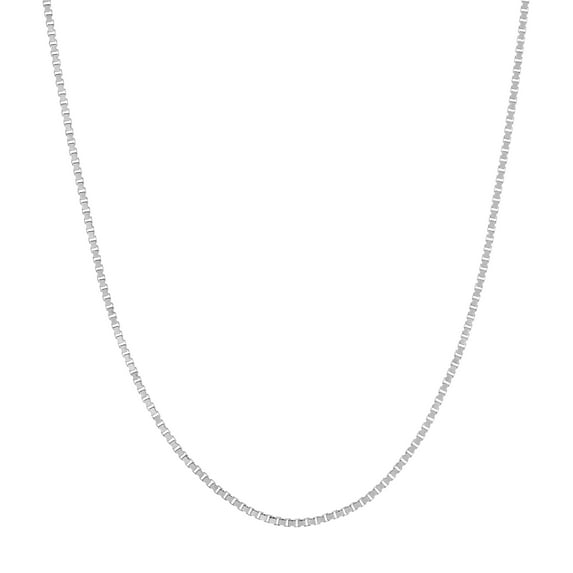 14K White Gold Women's 18" 0.55mm Box Chain Necklace with 040 Gauage and 5.5mm Spring Ring Japanese Tag