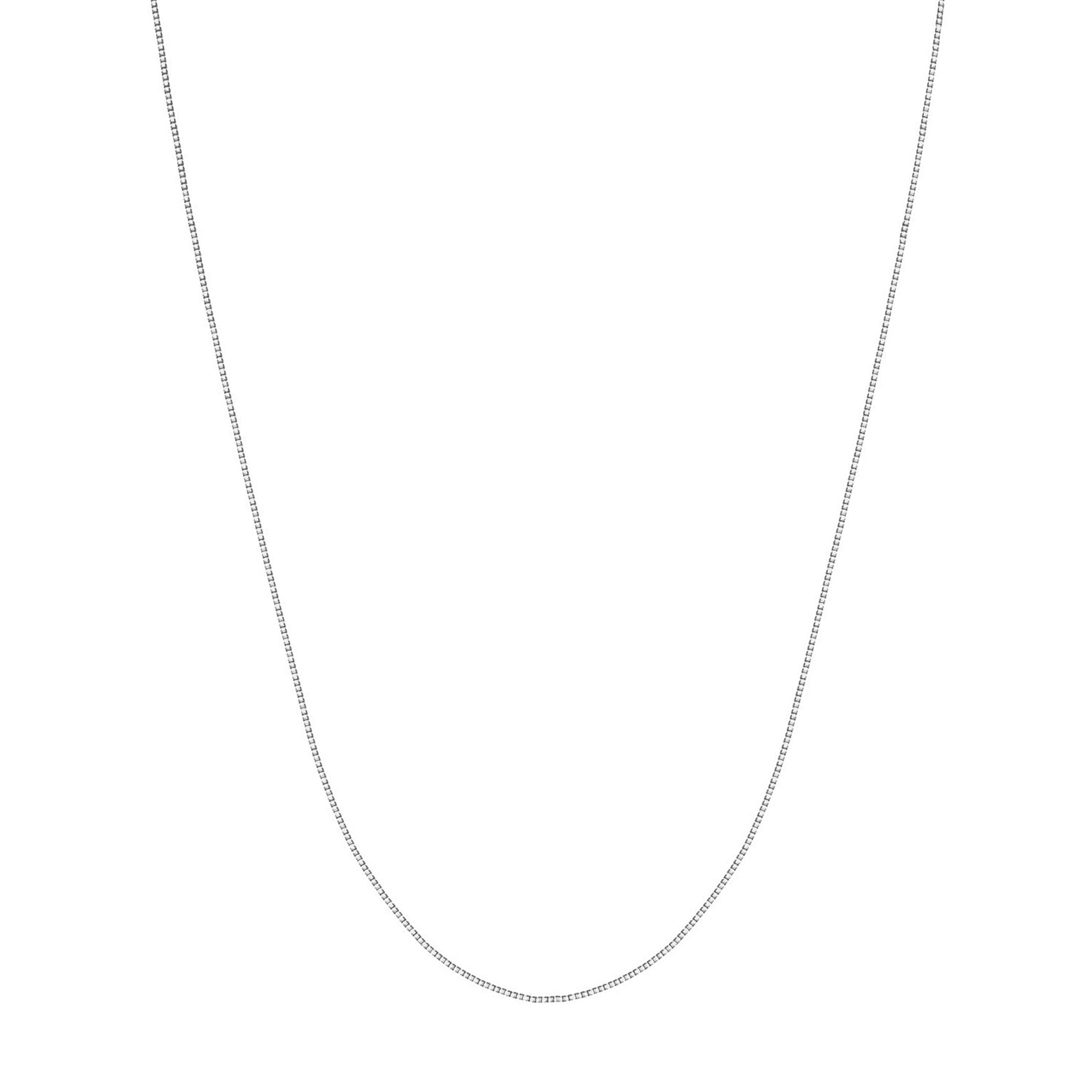 14K White Gold Women's 18" 0.55mm Box Chain Necklace with 040 Gauge and Lobster Lock Quality Tag