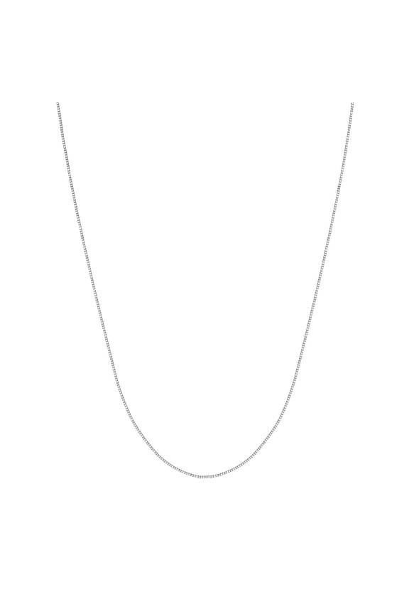 14K White Gold Women's 18" 0.55mm Box Chain Necklace with 040 Gauge and Lobster Lock Quality Tag