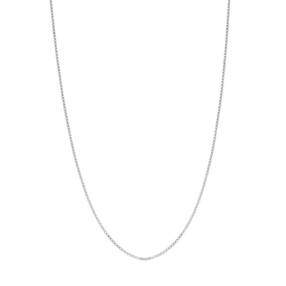 14K White Gold Women's 18" 0.73mm Box Chain Necklace with 055 Gauge and Lobster Lock Quality Tag