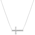 thumbnail image 1 of 14K White Gold Women's 18" 0.95mm Cable Chain Necklace with Sideways Cross, 1 of 4