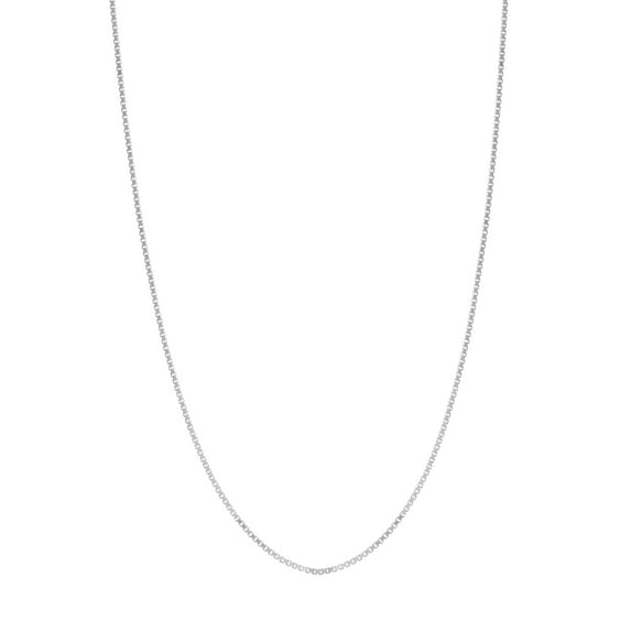 14K White Gold Women's 20" 0.73mm Box Chain Necklace with 055 Gauge and Lobster Lock Quality Tag