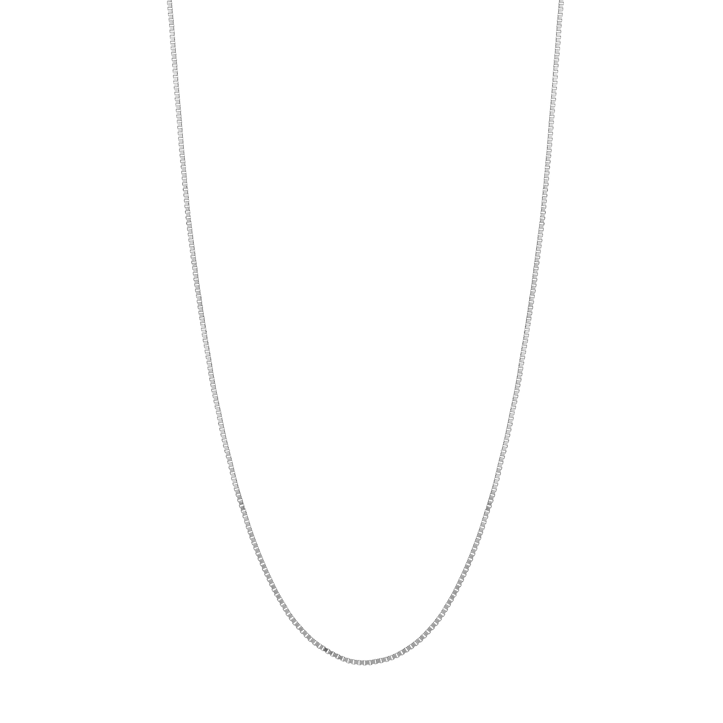 14K White Gold Women's 22" 0.66mm Box Chain Necklace with 050 Gauge and Lobster Lock Quality Tag