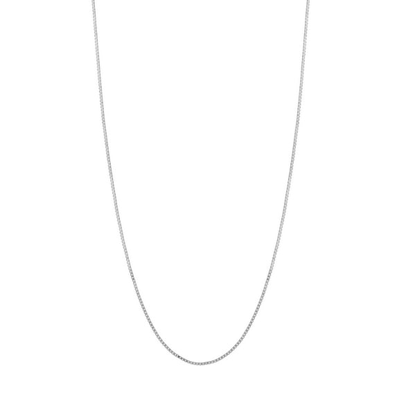 14K White Gold Women's 22" 0.66mm Box Chain Necklace with 050 Gauge and Lobster Lock Quality Tag