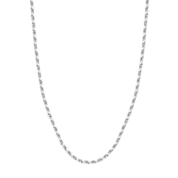 14K White Gold Women's 22" 3.80mm Diamond Cut Rope Chain Necklace