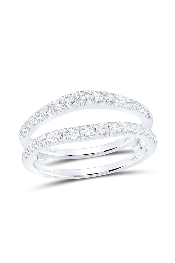 14K White Gold Womens Round Dia. Wrap Enhancer Wedding Band 1/2ctw, Women's Size: 5-10