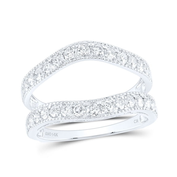 14K White Gold Womens Round Diamond Milgrain Wrap Ring Guard Enhancer 1 Cttw, Womens Size: 5-10