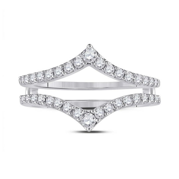 14K White Gold Womens Round Diamond Ring Guard Wrap Enhancer Wedding Band 1/2 Cttw, Womens Size: 5-10