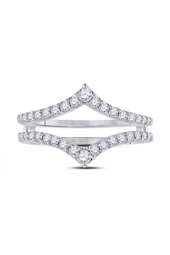 14K White Gold Womens Round Diamond Ring Guard Wrap Enhancer Wedding Band 1/2 Cttw, Womens Size: 5-10