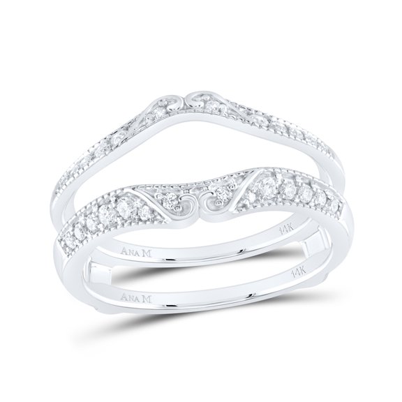 14K White Gold Womens Round Diamond Ring Guard Wrap Solitaire Enhancer 1/4 Cttw, Womens Size: 5-10