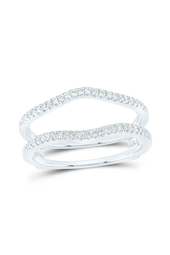14K White Gold Womens Round Diamond Ring Guard Wrap Solitaire Enhancer Band 1/4 Cttw, Womens Size: 5-10