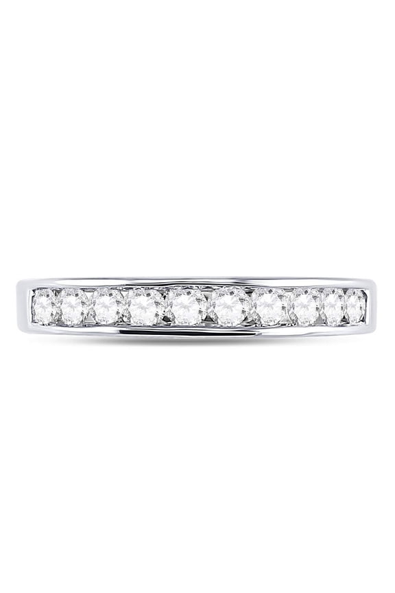 14K White Gold Womens Round Diamond Wedding Channel Set Band 1/2 Cttw, Womens Size: 5-10