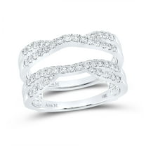 14K White Gold Womens Round Diamond Wedding Wrap Ring Guard Enhancer 1/2 Cttw, Womens Size: 5-10