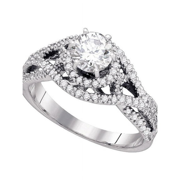 14K White Gold Womens Round Diamond Woven Openwork Bridal Wedding Engagement Ring 7/8 Cttw