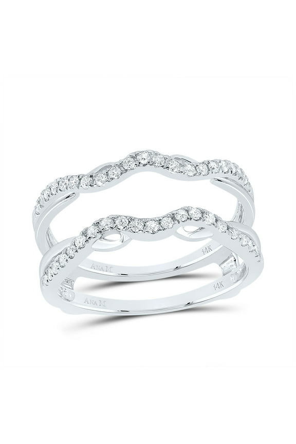 14K White Gold Womens Round Diamond Wrap Ring Guard Enhancer 1/3ctw, Womens Size: 5-10