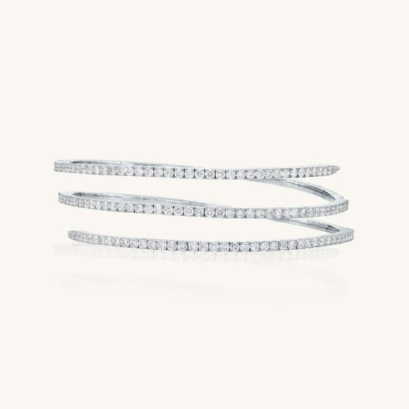 14K White Gold Wrap Around Flexible Diamond Bracelet | Comfortable High Jewelry for Women | 4.5 CT TW