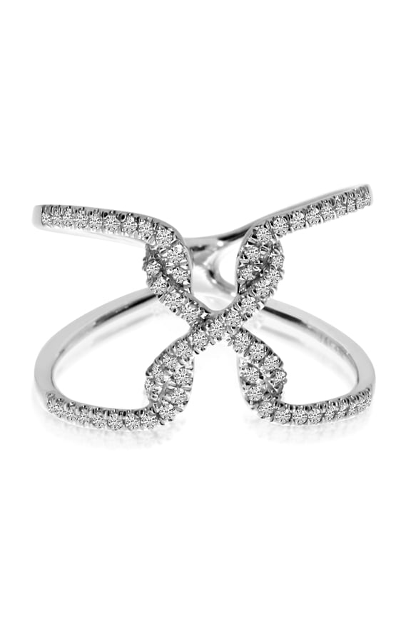 14K White Gold "X" Free Flow Diamond Ring