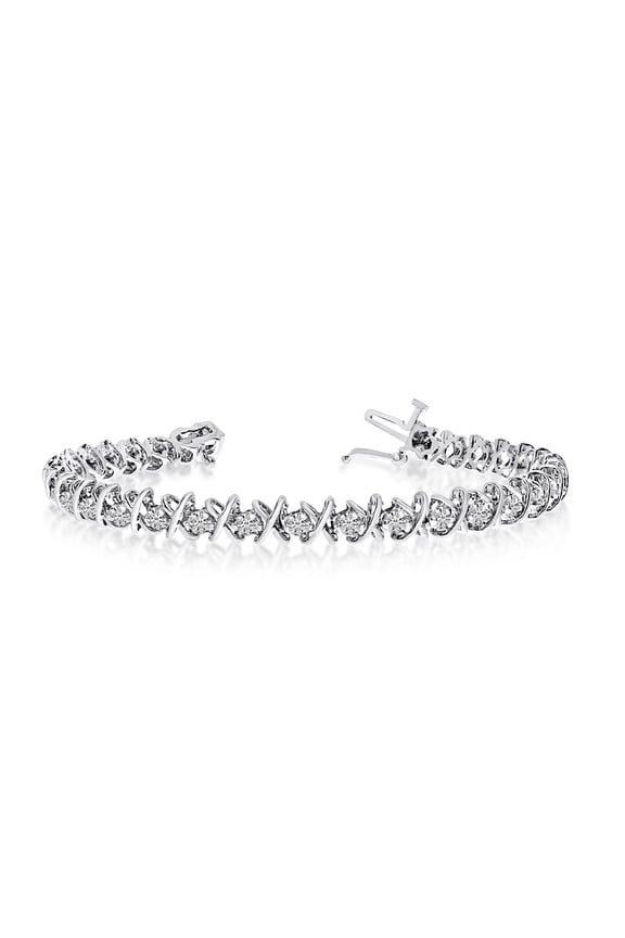 14K White Gold X&O 4.00ctw Round Diamond Bracelet