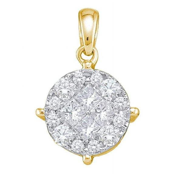 14K White Gold Yellow Princess Diamond Gorgeous Fine Necklace Pendant 1.00 Ctw.