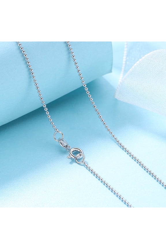 14K White Gold Plated ball bead chain Necklace