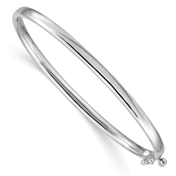 14K White Gold bracelet Bangle 3.6 mm 3.6mm Polished Casted Hinged