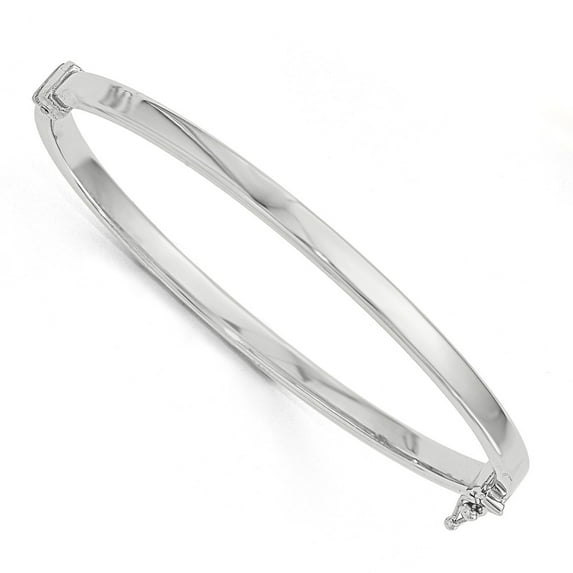 14K White Gold bracelet Bangle 4 mm Polished Hinged