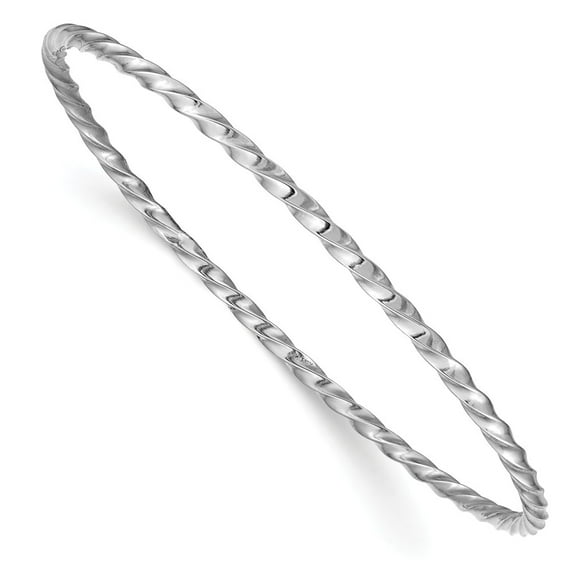 14K White Gold bracelet Bangle 8 in 2.5 mm 2.50mm Twist Slip-on