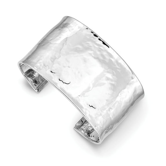14K White Gold bracelet Cuff Hammered 37 mm WG 37mm Polished Bangle