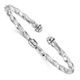 thumbnail image 1 of 14K White Gold bracelet Cuff Twisted 4 mm Polished Textured Hinge Bangle, 1 of 2