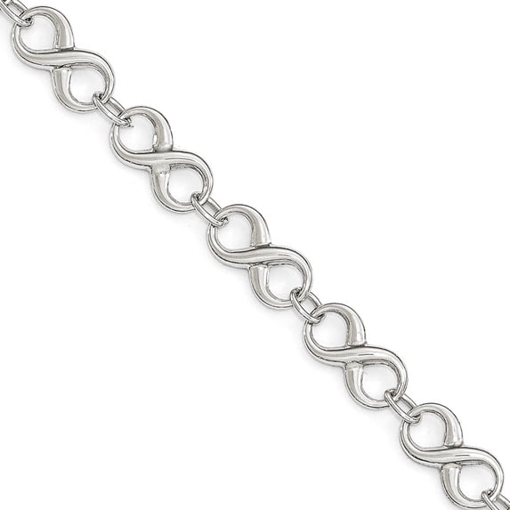 14K White Gold bracelet Fancy 7 in Polished
