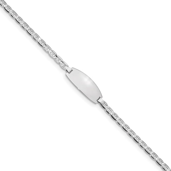 14K White Gold bracelet ID Anchor 7 in 8.5 mm 3.5 Oval