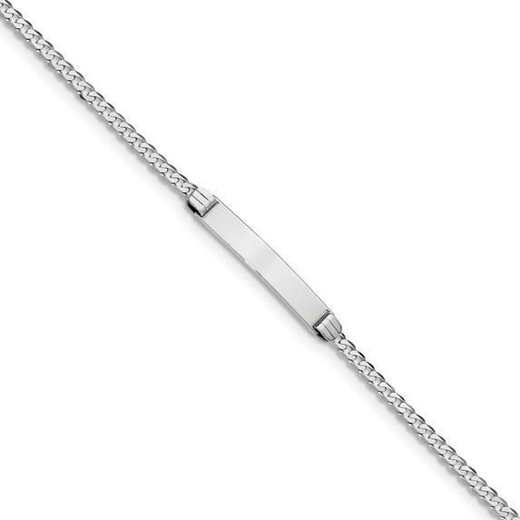 14K White Gold bracelet ID Curb 7 in 4.5 mm 2.5 WG Flat Link