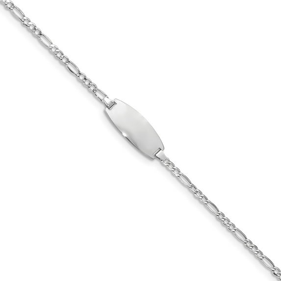 14K White Gold bracelet ID Figaro 5.5 in 8.5 mm 2.3
