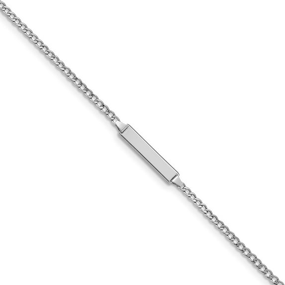 14K White Gold bracelet ID Link, 6 in 4.2 mm 2.5 WG Polished with Semi-Solid Cuban