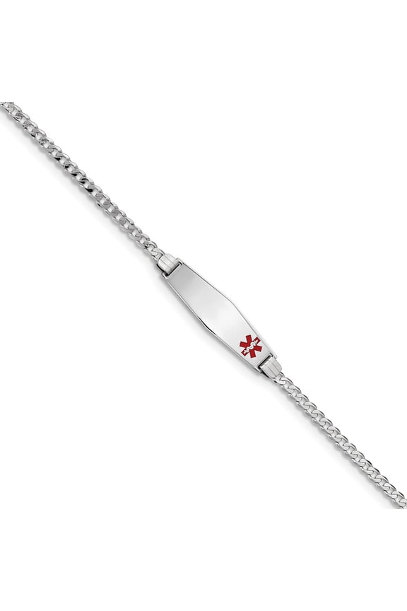 14K White Gold bracelet Medical Curb Alert Red 8 in 8.2 mm 3