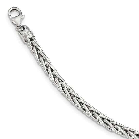 14K White Gold bracelet Men's Spiga (Wheat) 8.5 in 5 mm 12